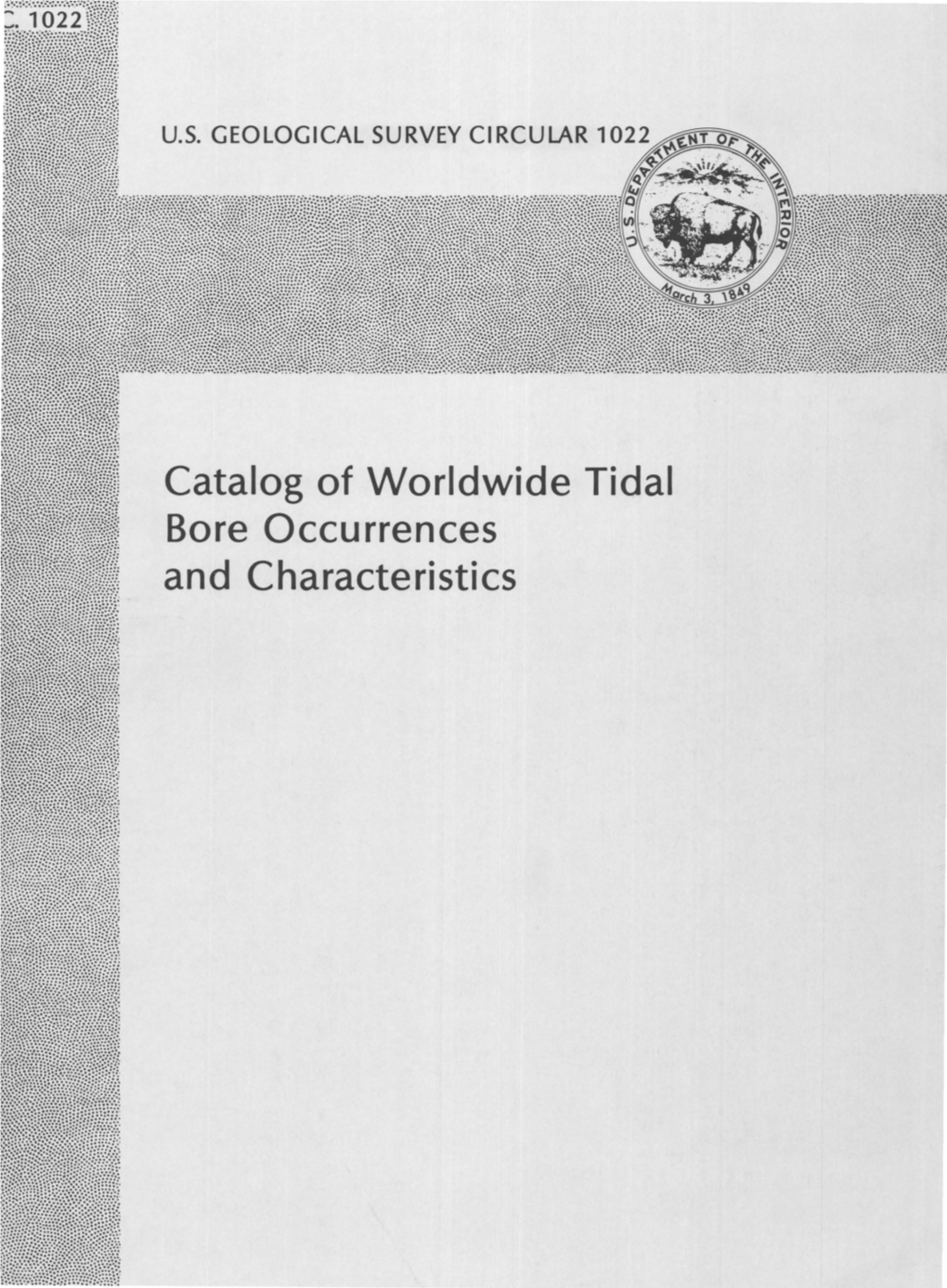 Catalog of Worldwide Tidal Bore Occurrences and Characteristics AVAILABILITY of BOOKS and MAPS of the U.S