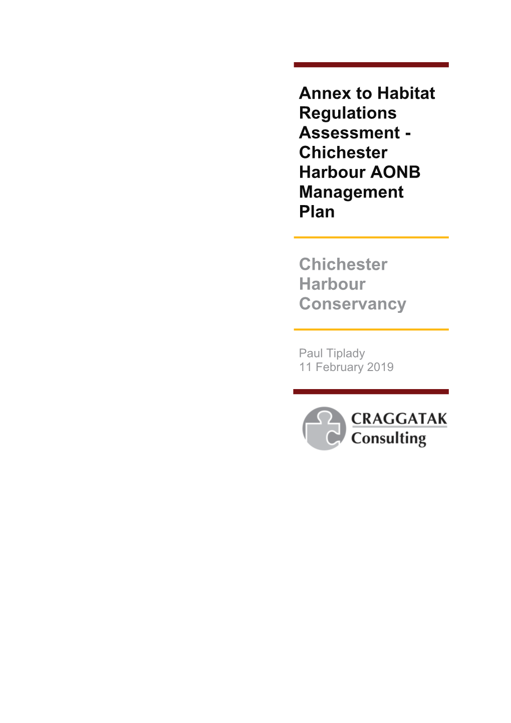 Annex to Habitat Regulations Assessment - Chichester Harbour AONB Management Plan