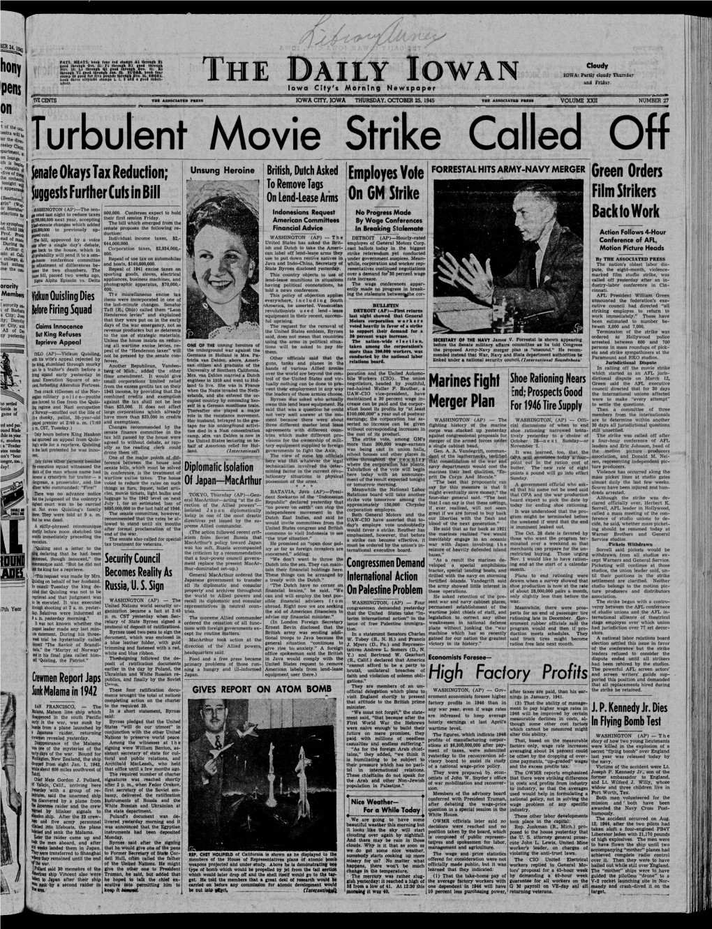 Daily Iowan (Iowa City, Iowa), 1945-10-25