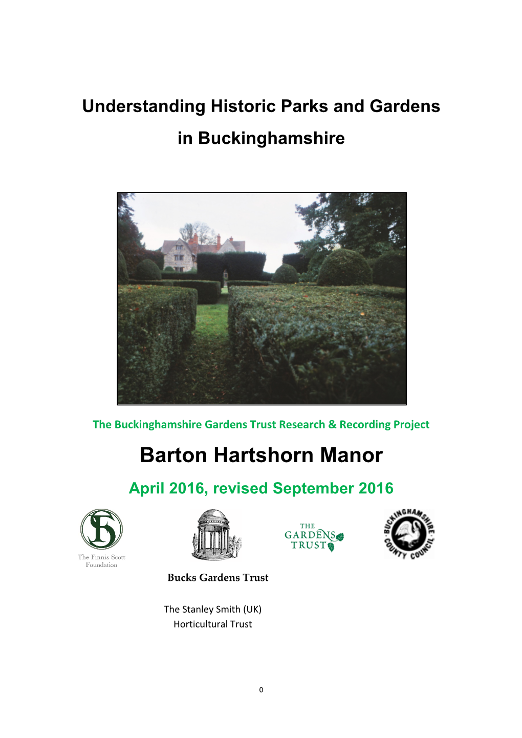 Barton Hartshorn Manor April 2016, Revised September 2016