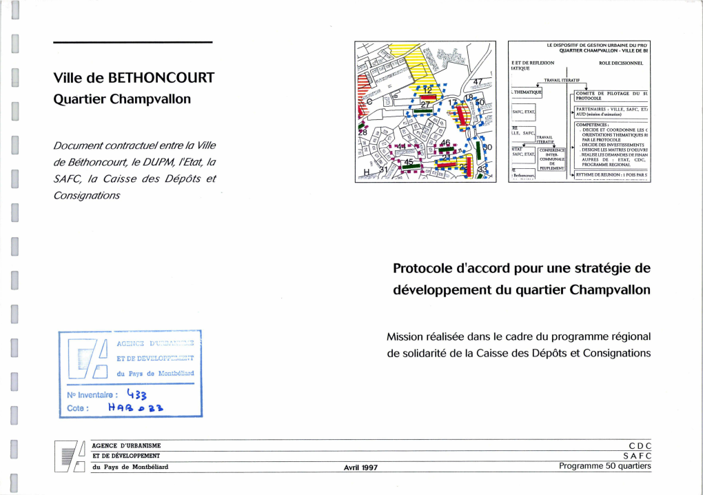 Ville De BETHONCOURT Quartier Champvallon Protocole D'accord