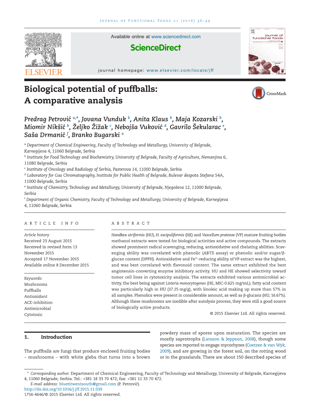 Biological Potential of Puffballs: a Comparative Analysis