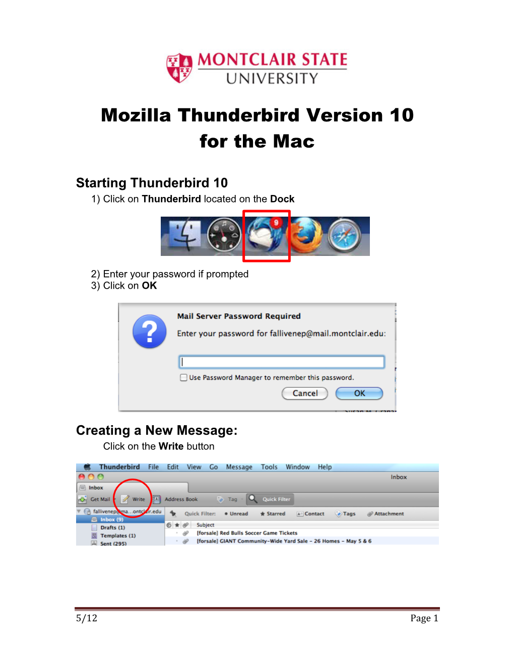 Mozilla Thunderbird Version 10 for the Mac