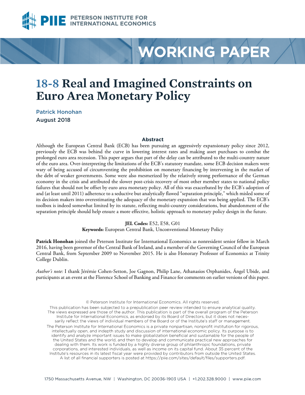 Real and Imagined Constraints on Euro Area Monetary Policy