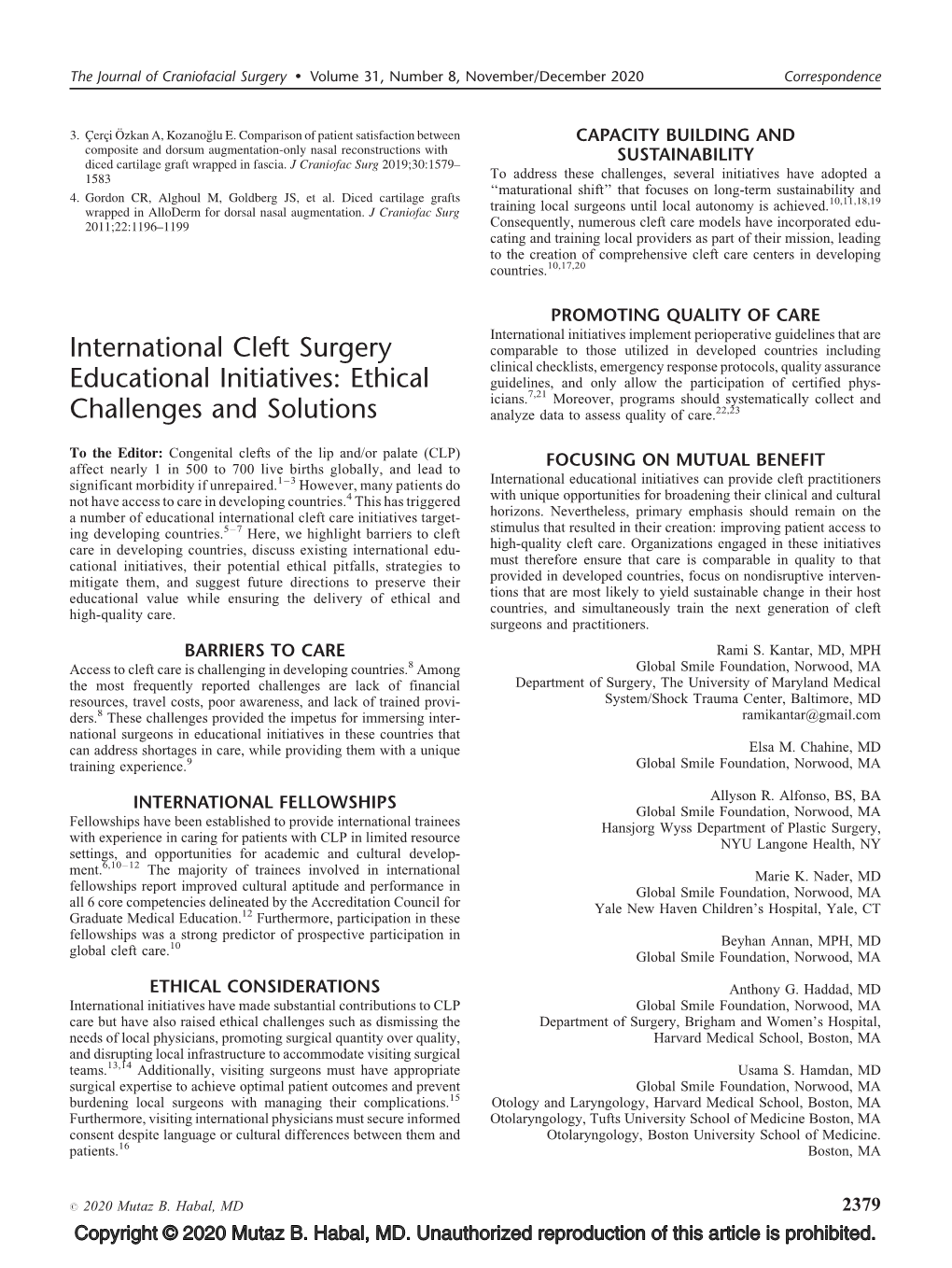 International Cleft Surgery Educational Initiatives: Ethical Challenges and Solutions