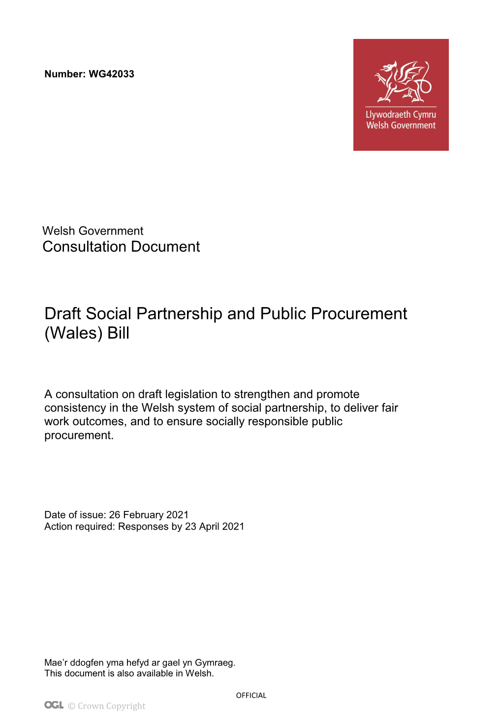 210226 Draft Social Partnership and Public Procurement (Wales) Bill Consultation Document