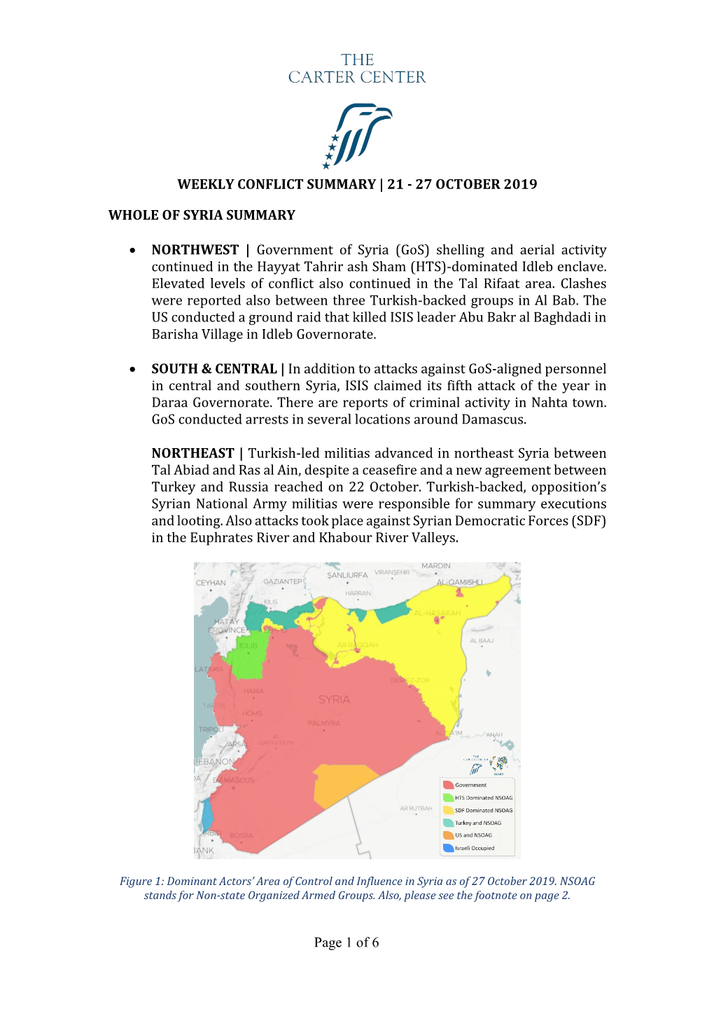 Weekly Conflict Summary | 21 - 27 October 2019