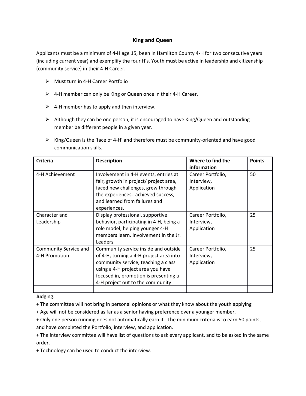 Ø Must Turn in 4-H Career Portfolio