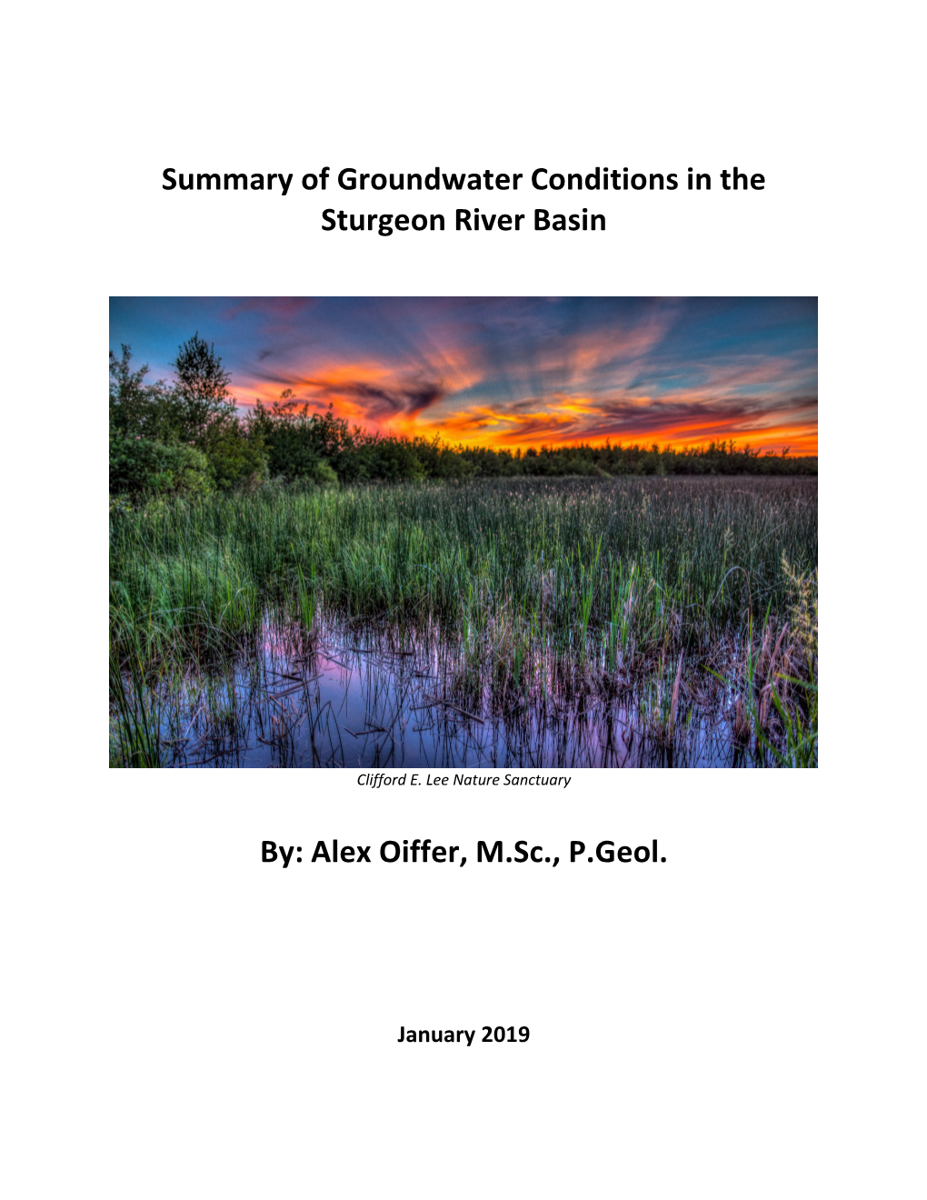 Summary of Groundwater Conditions in the Sturgeon River Basin By