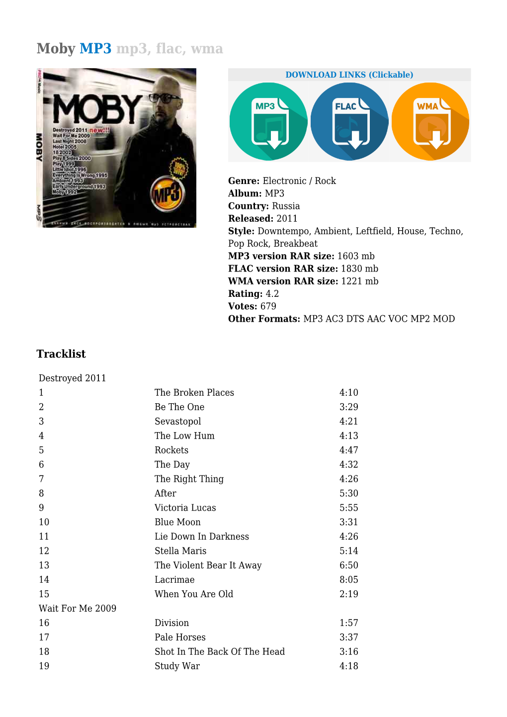 Moby MP3 Mp3, Flac, Wma