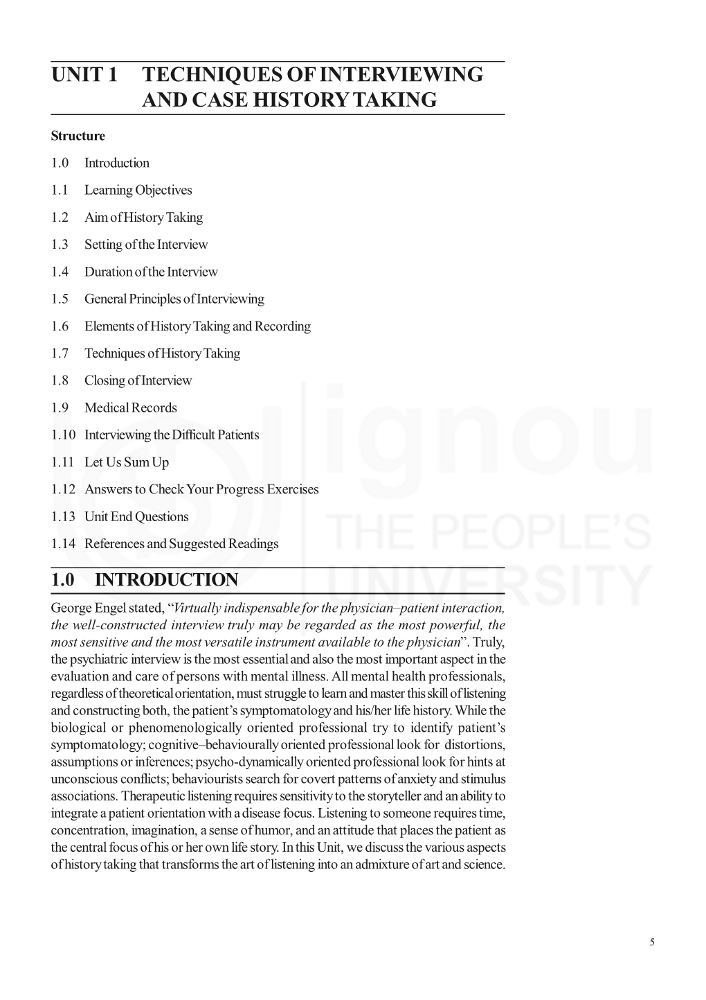 Unit 1 Techniques of Interviewing and Case History Taking