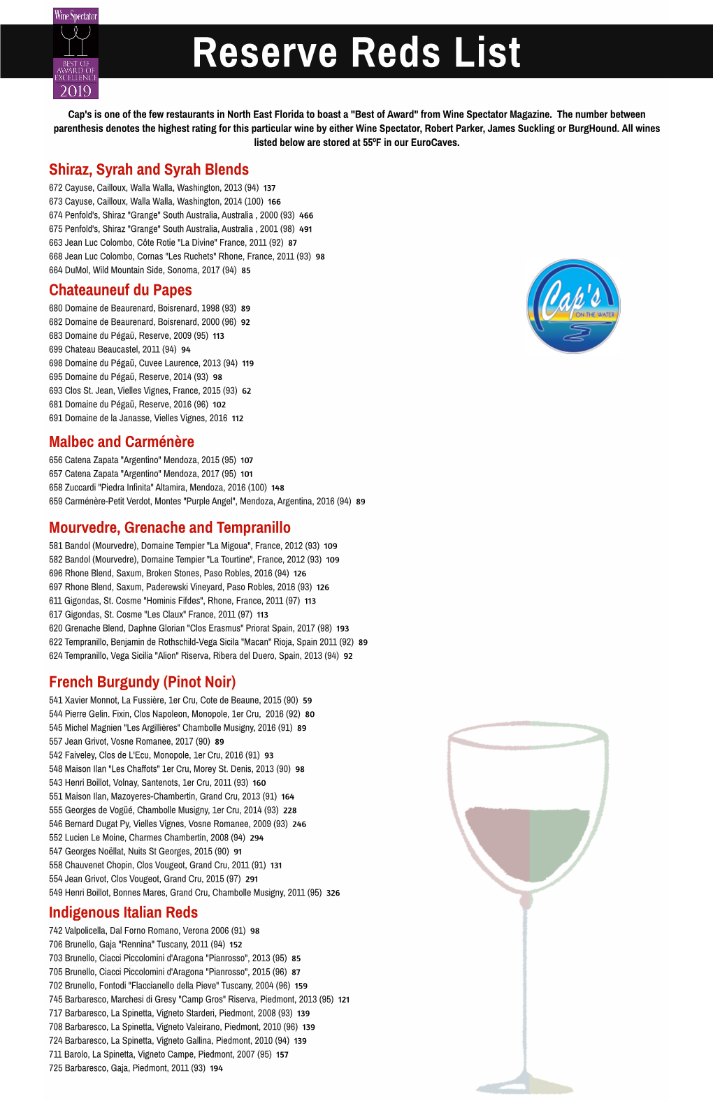 Reserve Wine List