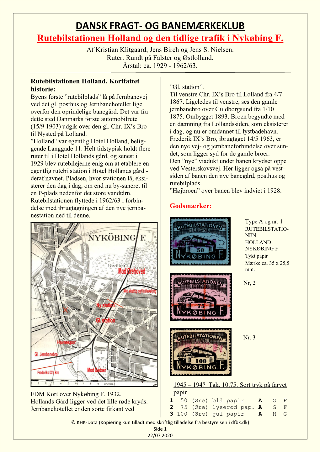 Rutebilstationen Holland Og Den Tidlige Trafik I Nykøbing F. Af Kristian Klitgaard, Jens Birch Og Jens S