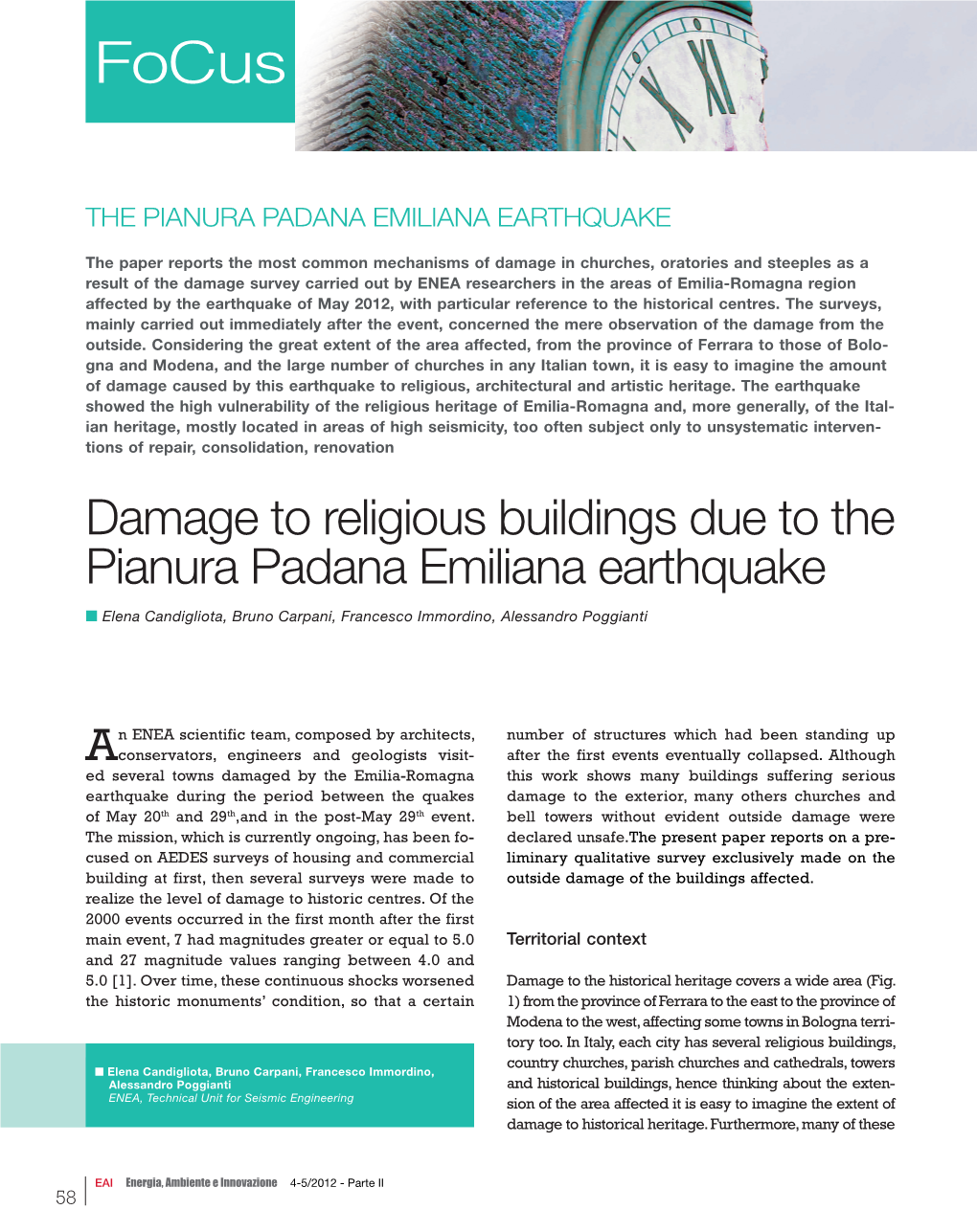 Damage to Religious Buildings Due to the Pianura Padana Emiliana Earthquake