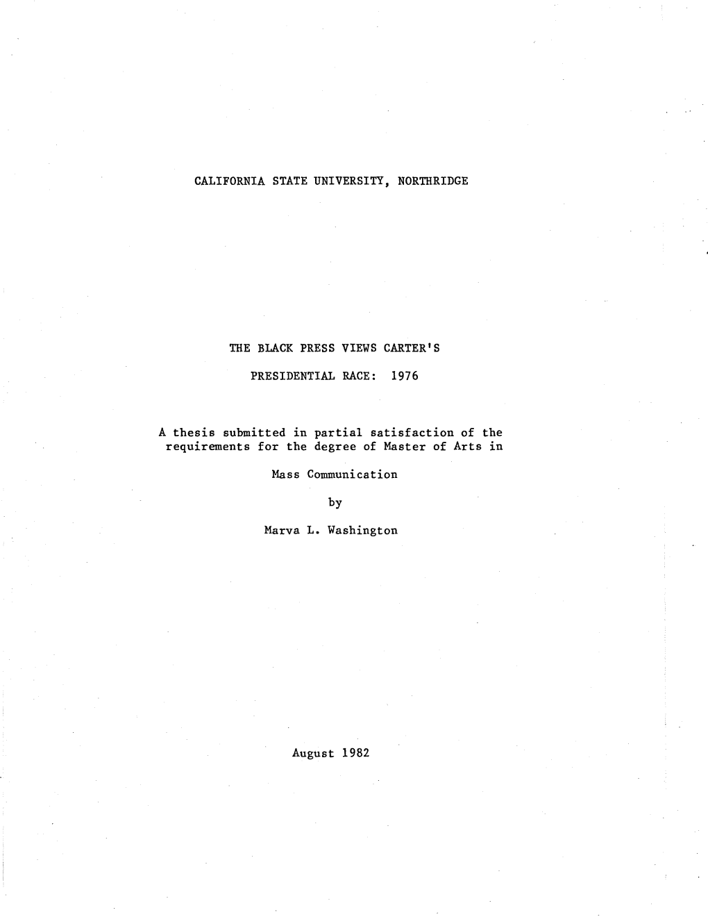 1976 a Thesis Submitted in Partial