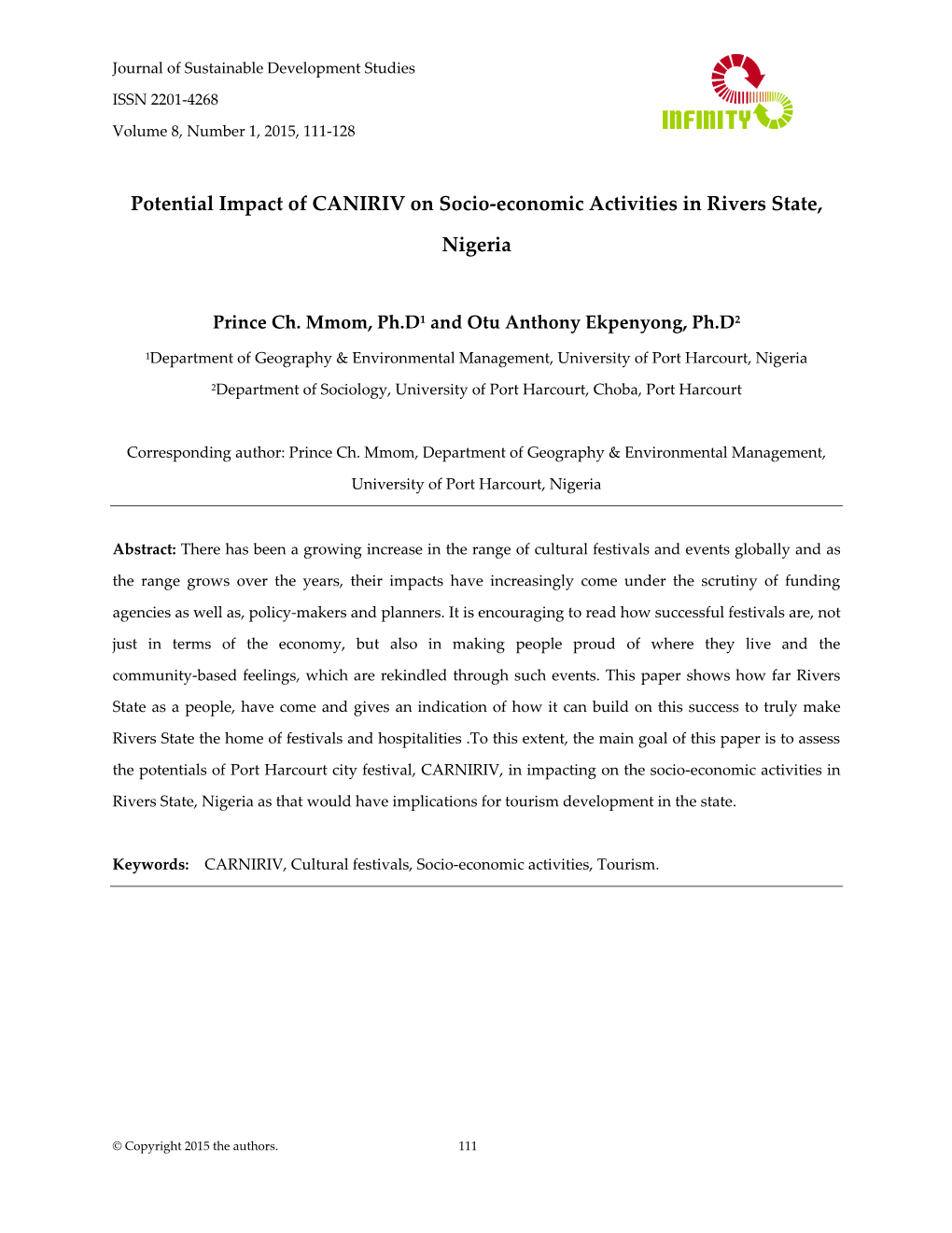 Potential Impact of CANIRIV on Socio-Economic Activities in Rivers State