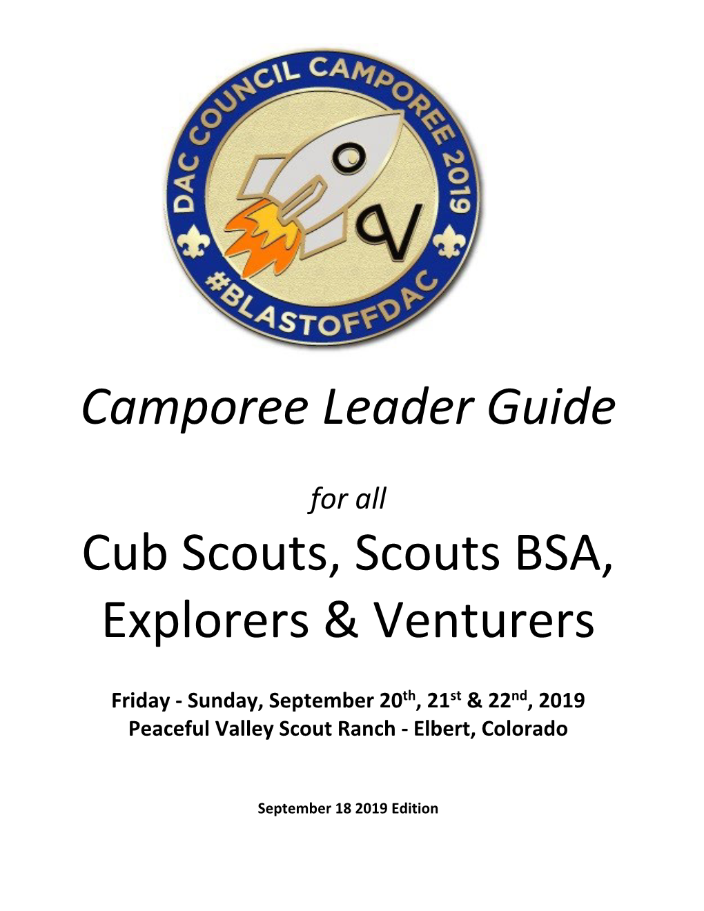 Camporee Leader Guide Cub Scouts, Scouts BSA, Explorers & Venturers