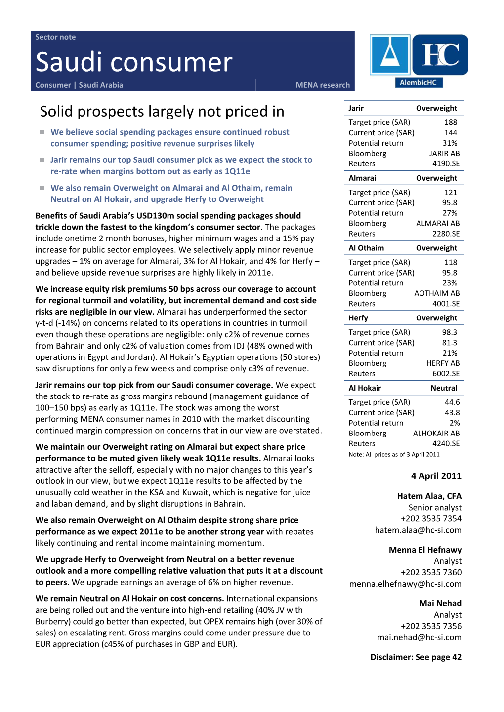 Saudi Consumer Consumer | Saudi Arabia MENA Research