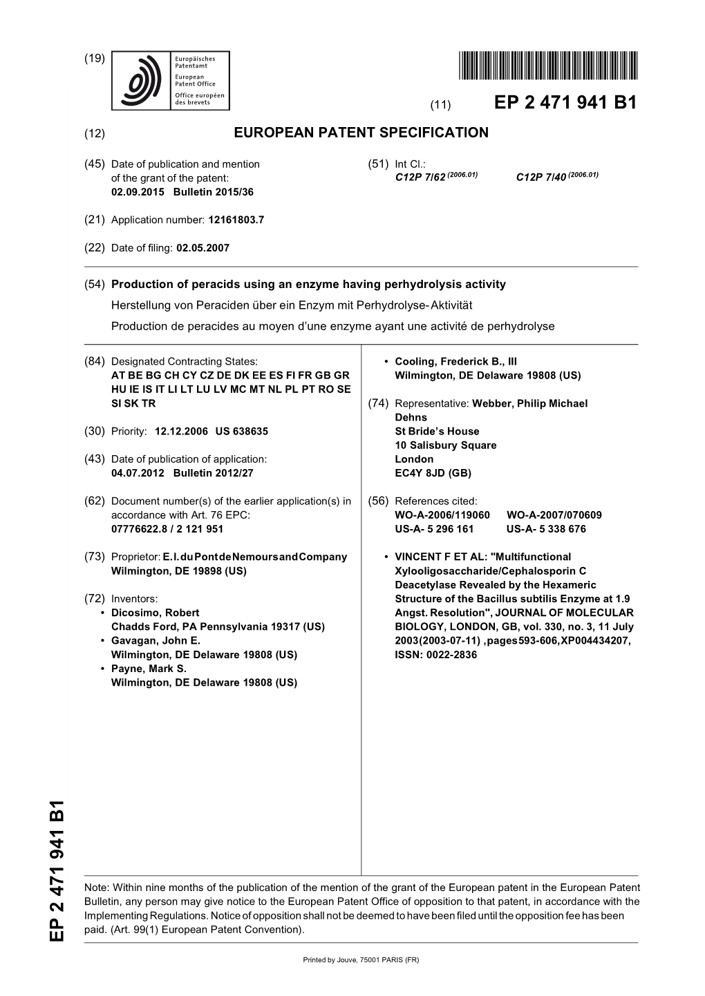 Production of Peracids Using an Enzyme Having Perhydrolysis