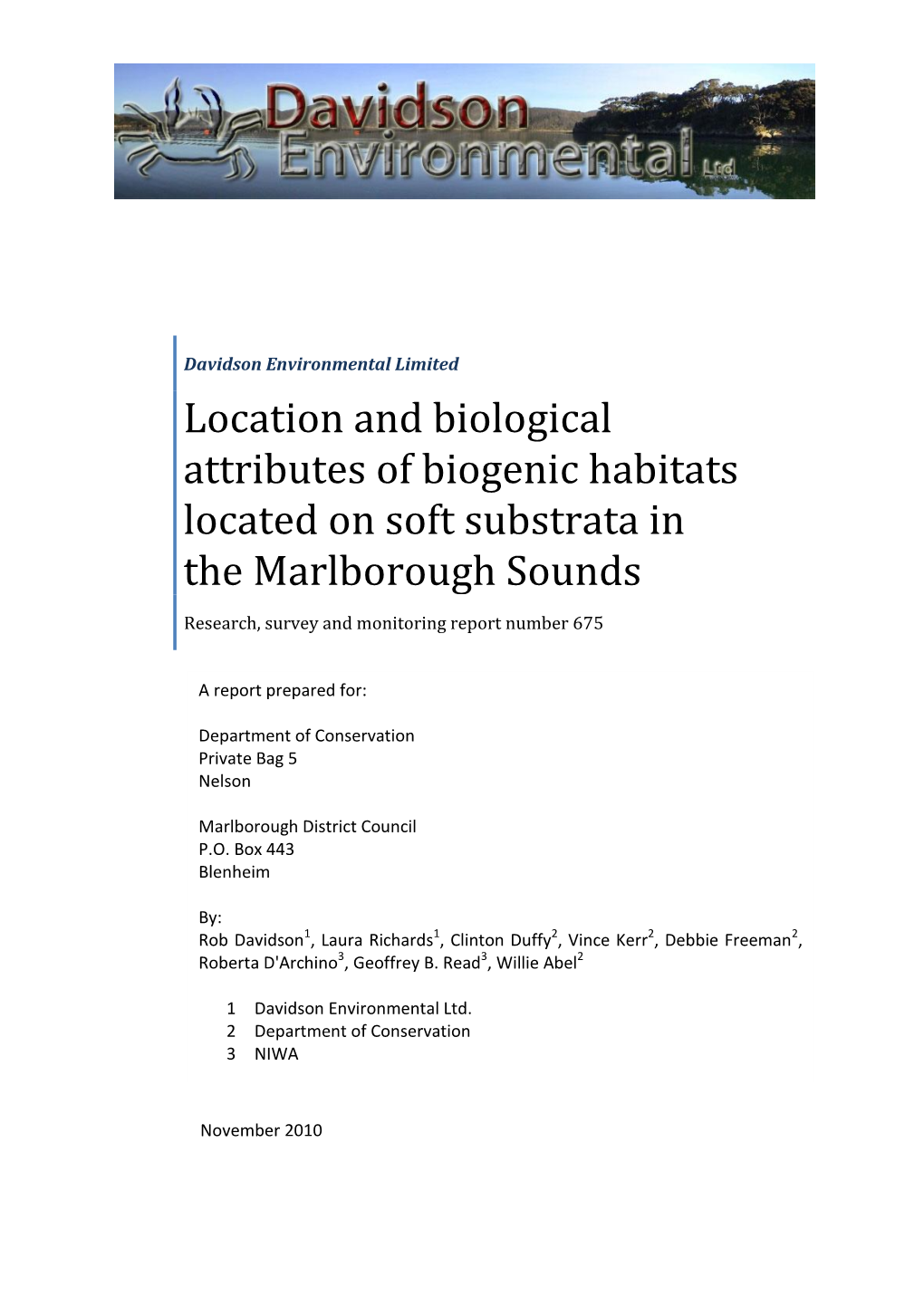 Biogenic Habitats in the Marlborough Sounds 2010