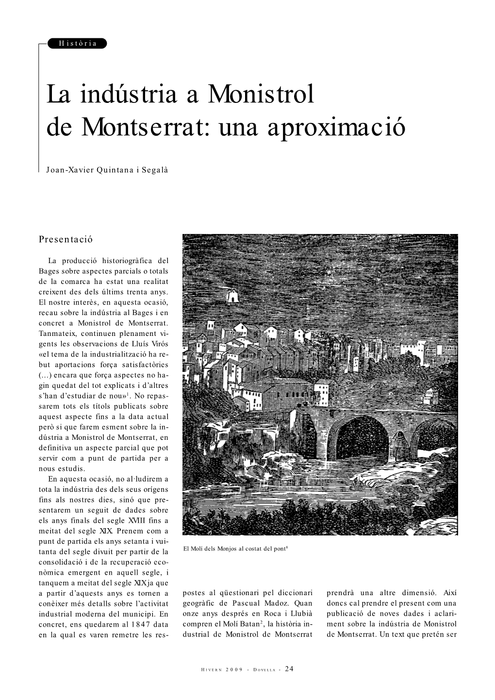 La Indústria a Monistrol De Montserrat: Una Aproximació