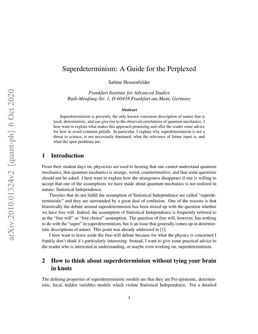 Arxiv:2010.01324V2 [Quant-Ph] 6 Oct 2020 Frankly Don’T Think It’S Particularly Interesting