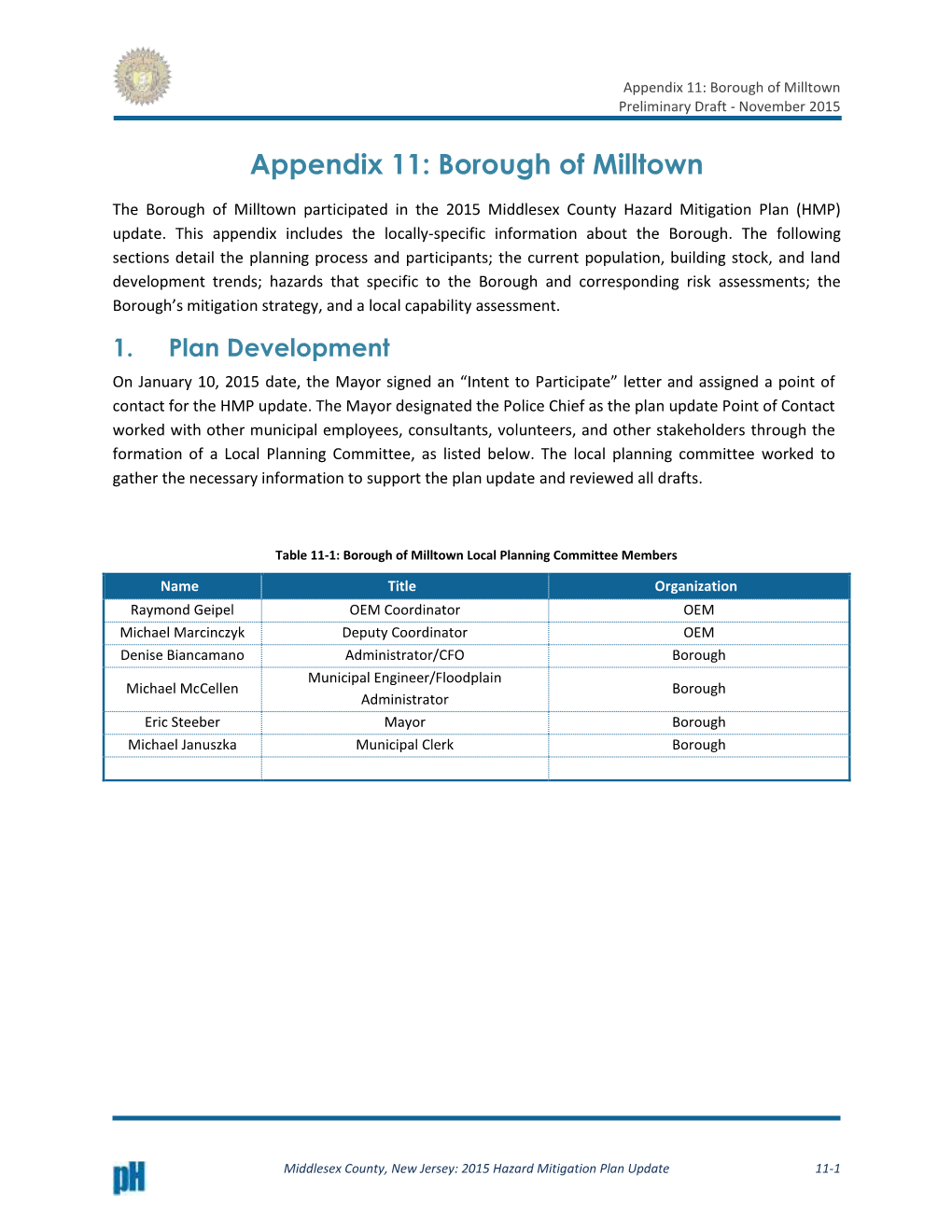 Appendix 11: Borough of Milltown Preliminary Draft - November 2015