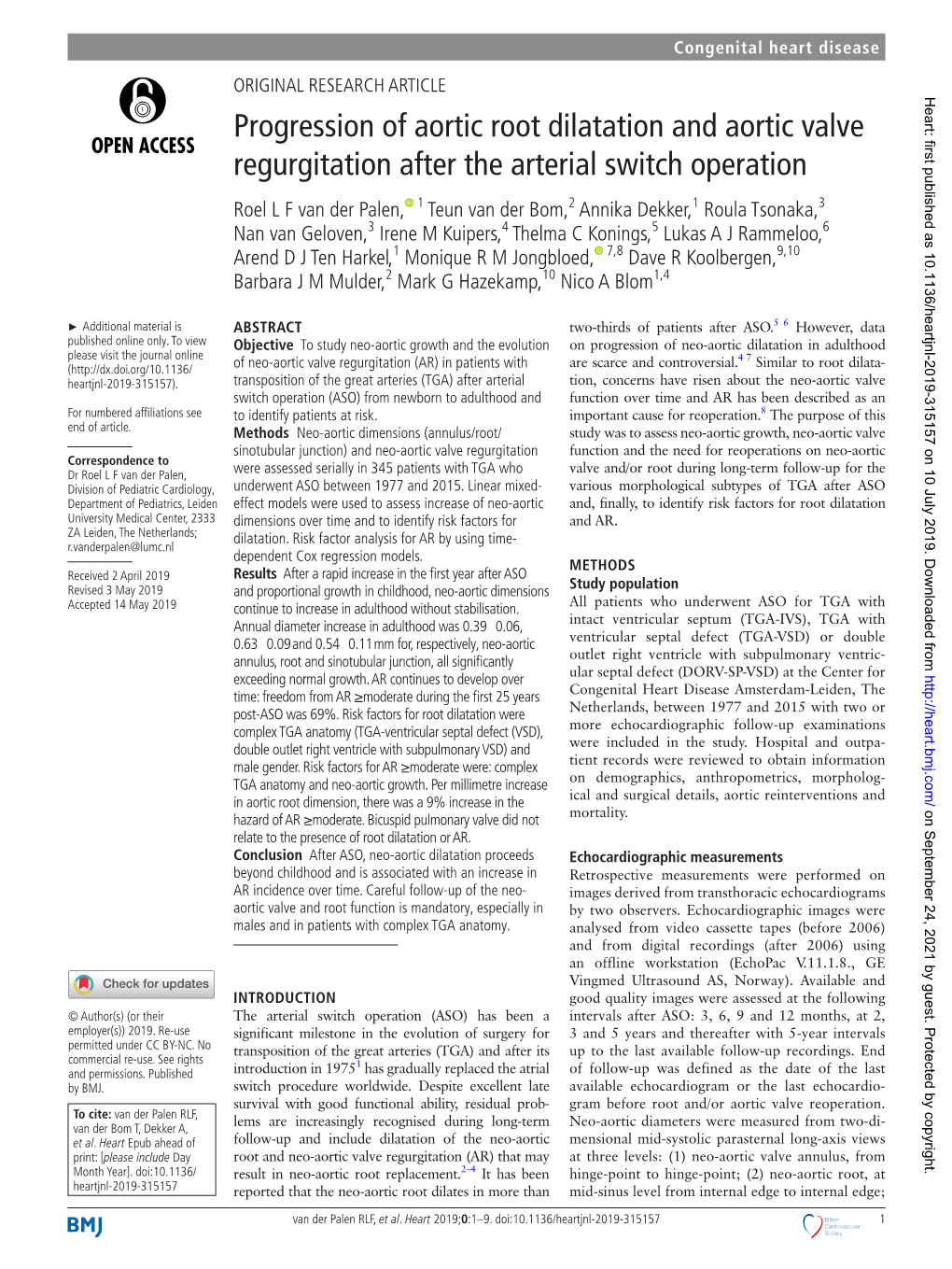 Progression of Aortic Root Dilatation and Aortic Valve Regurgitation After