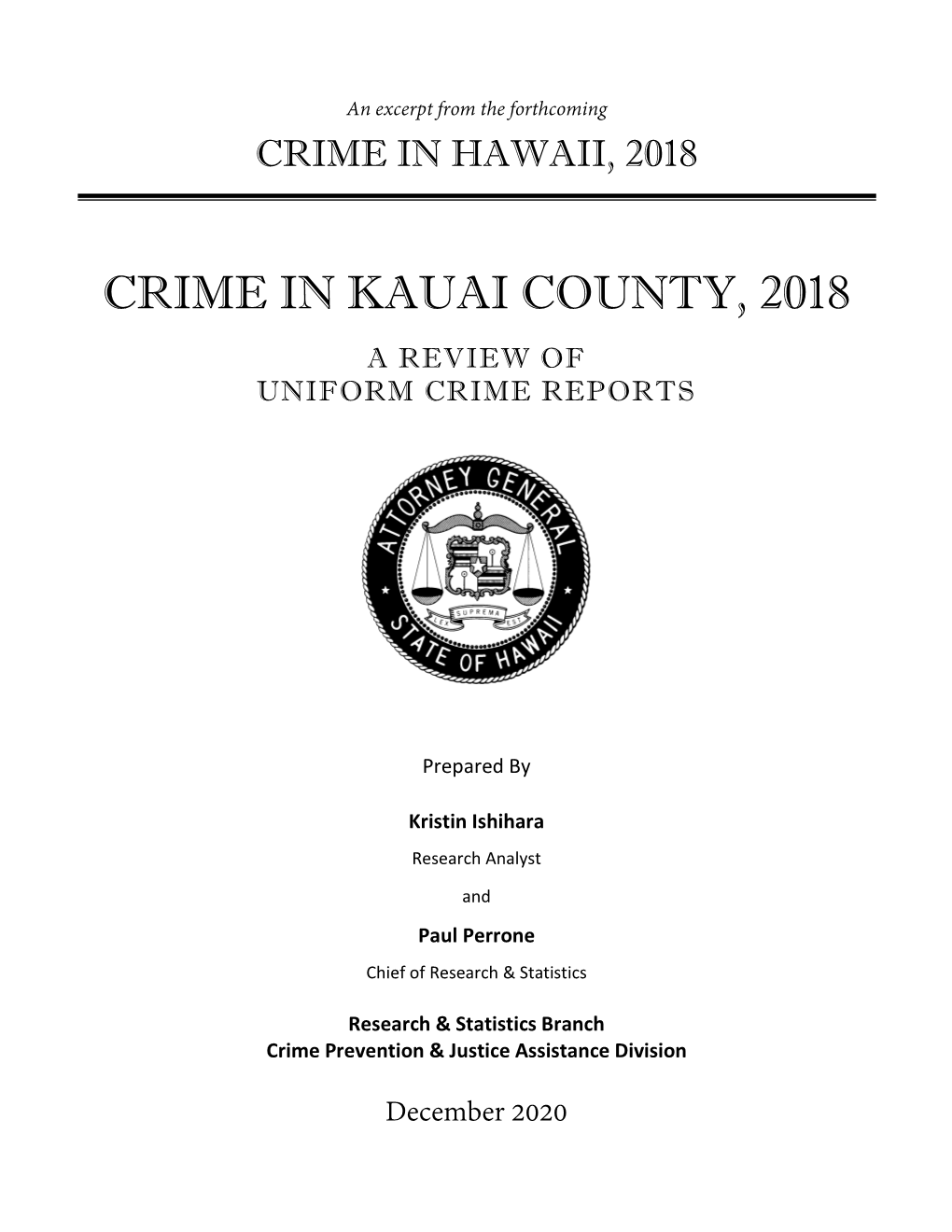 Crime in Kauai County, 2018