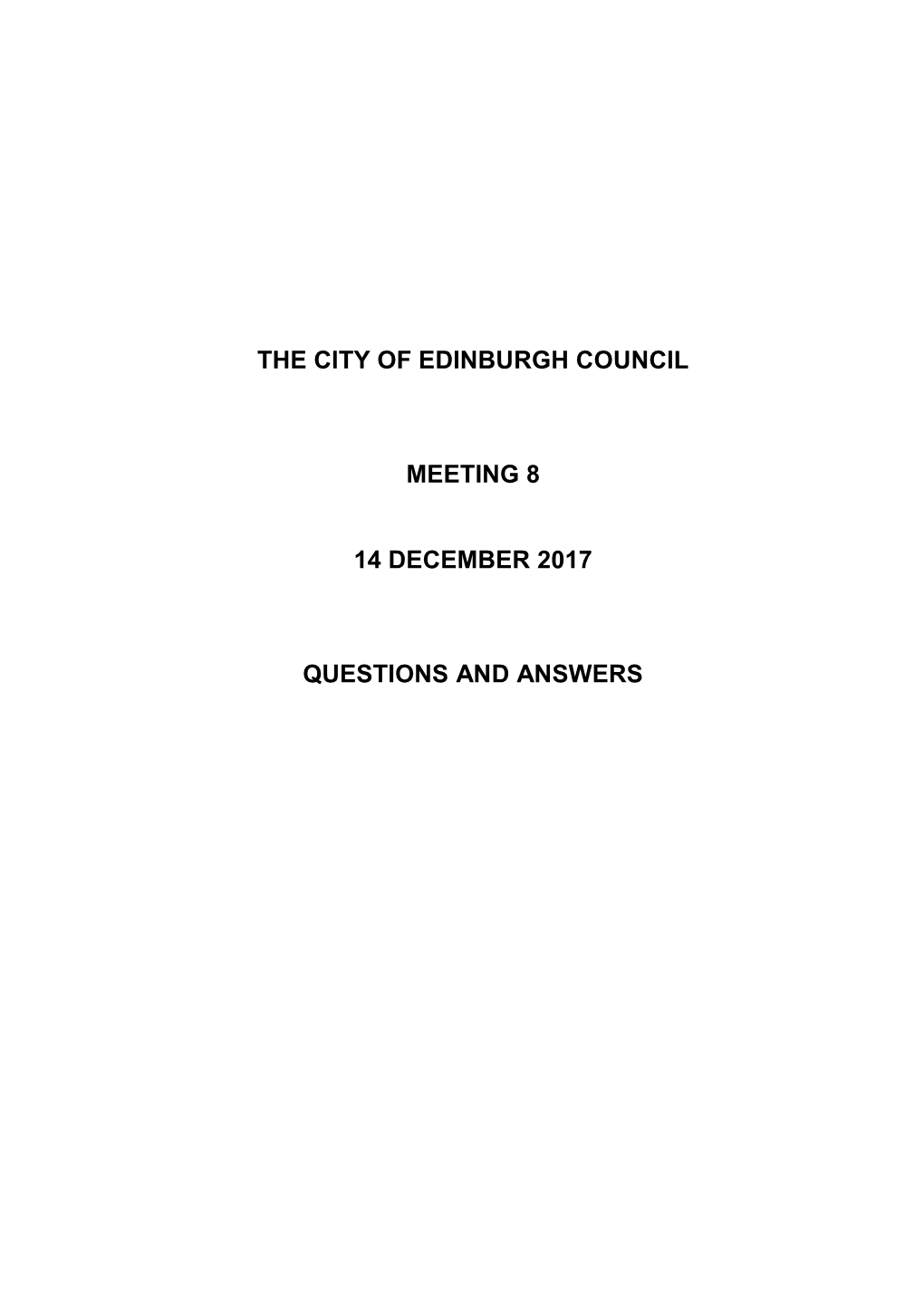 The City of Edinburgh Council Meeting 8 14 December 2017