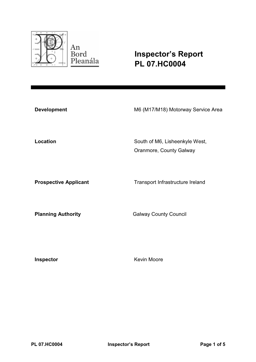 Inspectors Report (HC0/RHC0004.Pdf, PDF Format 269Kb)