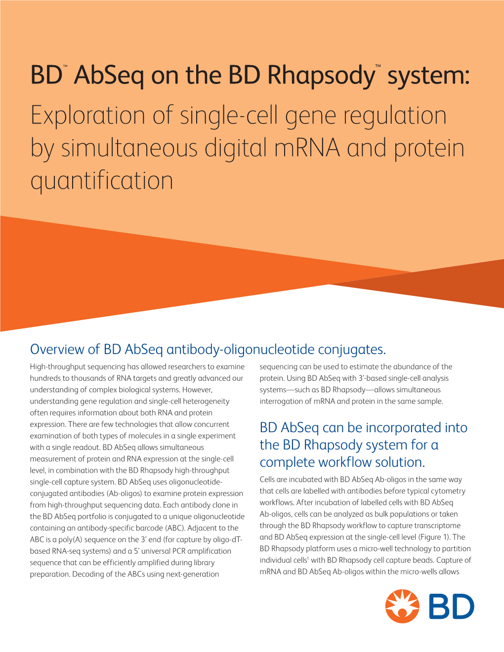 BD™ Abseq on the BD Rhapsody™ System: Exploration of Single-Cell Gene Regulation by Simultaneous Digital Mrna and Protein Quantification