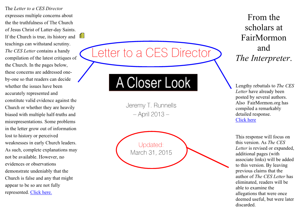 Letter to a CES Director