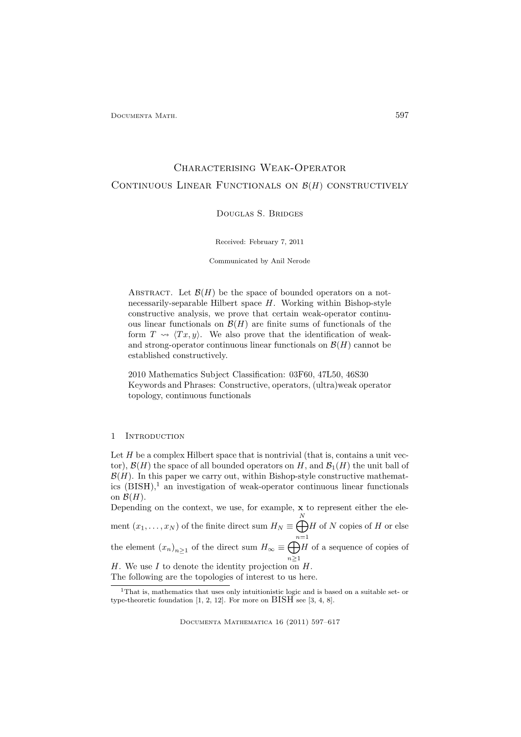 Characterising Weak-Operator Continuous Linear Functionals on B