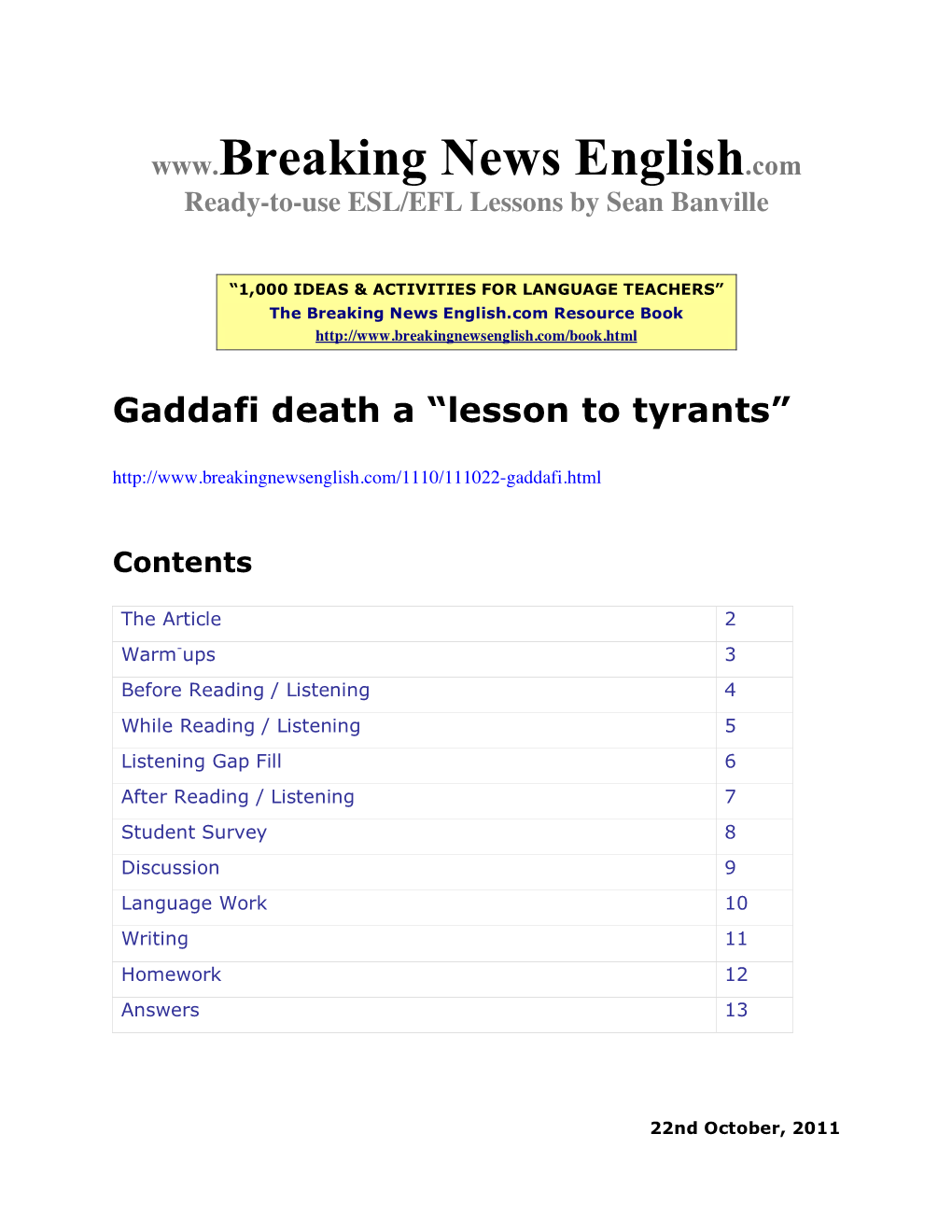 Gaddafi Death a “Lesson to Tyrants”