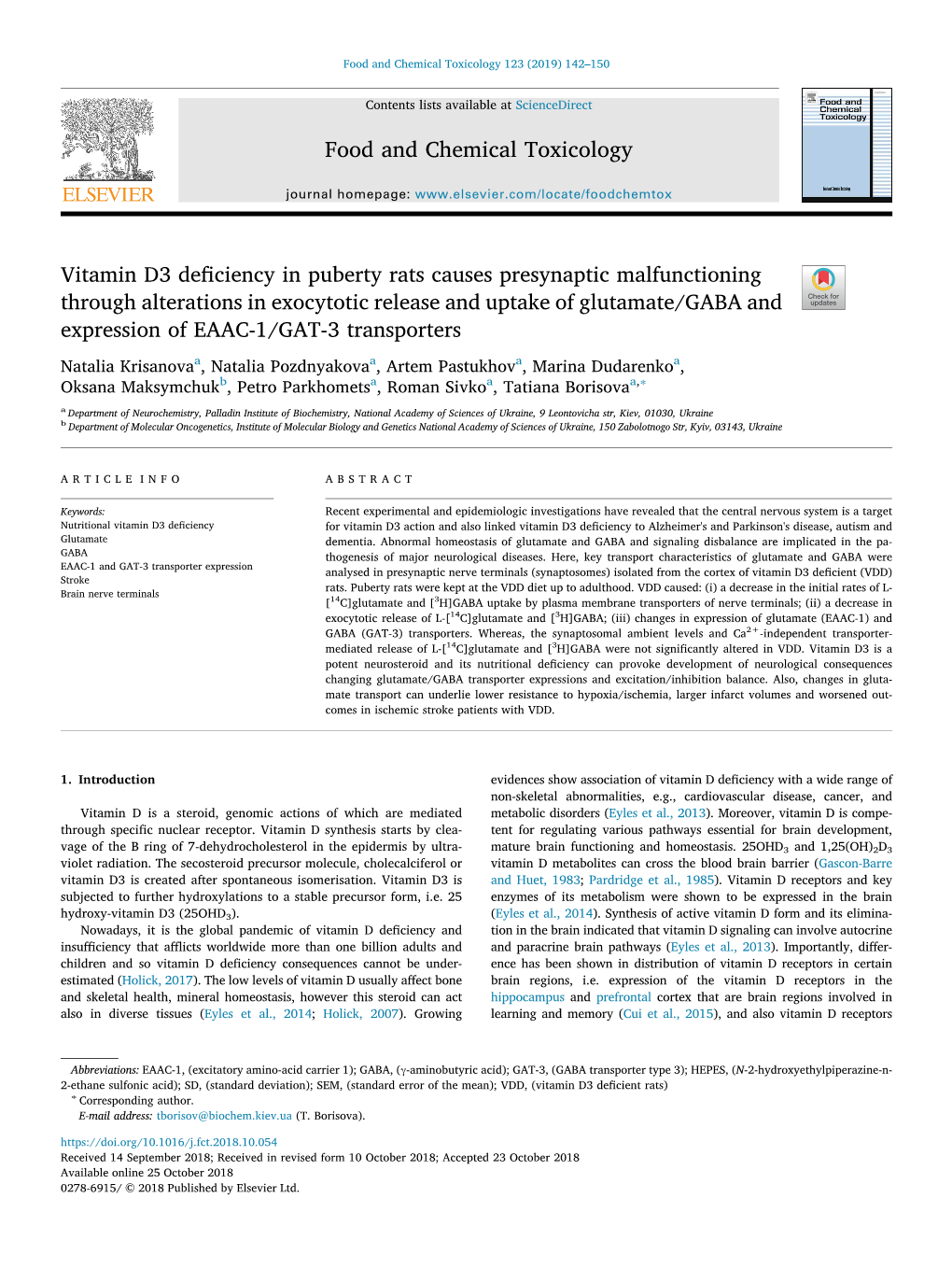 Vitamin D3 Deficiency in Puberty Rats Causes Presynaptic Malfunctioning Through Alterations in Exocytotic Release and Uptake Of