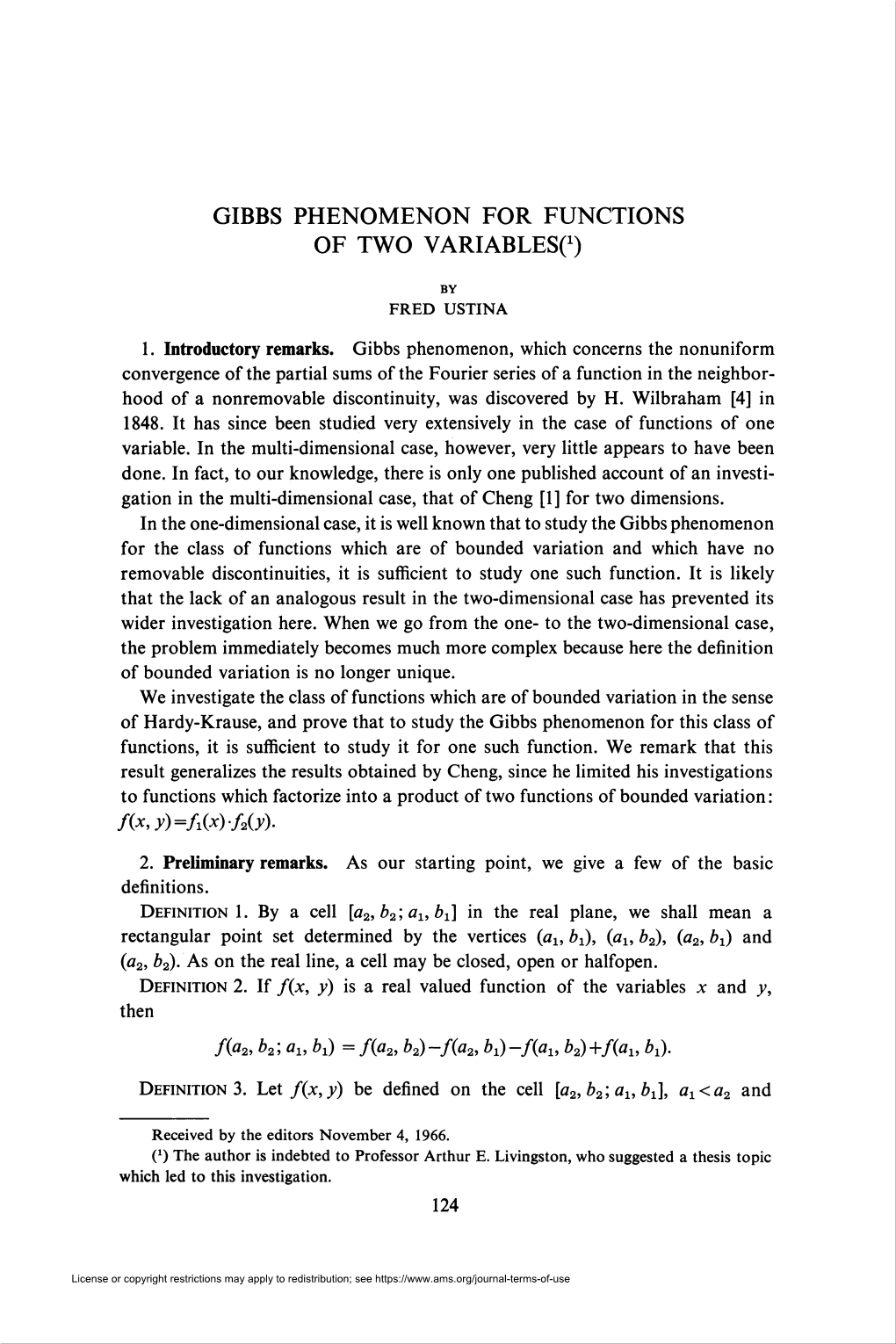Gibbs Phenomenon for Functions of Two Variableso)