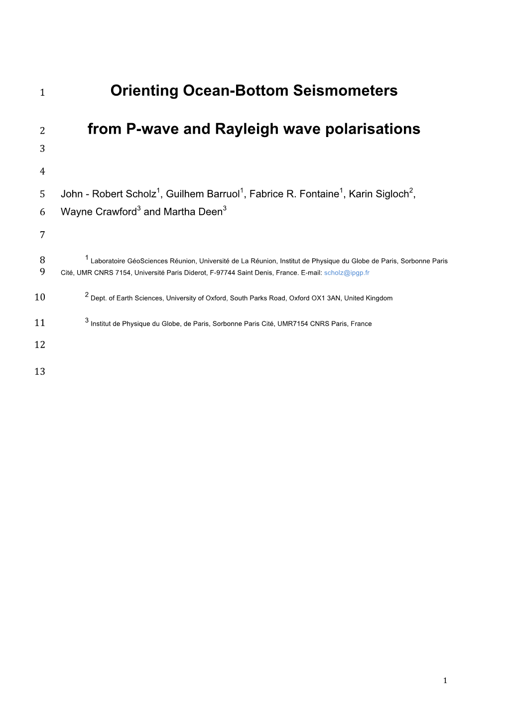 Orienting Ocean-Bottom Seismometers from P-Wave And