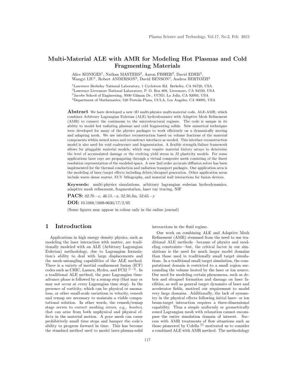 Multi-Material ALE with AMR for Modeling Hot Plasmas and Cold