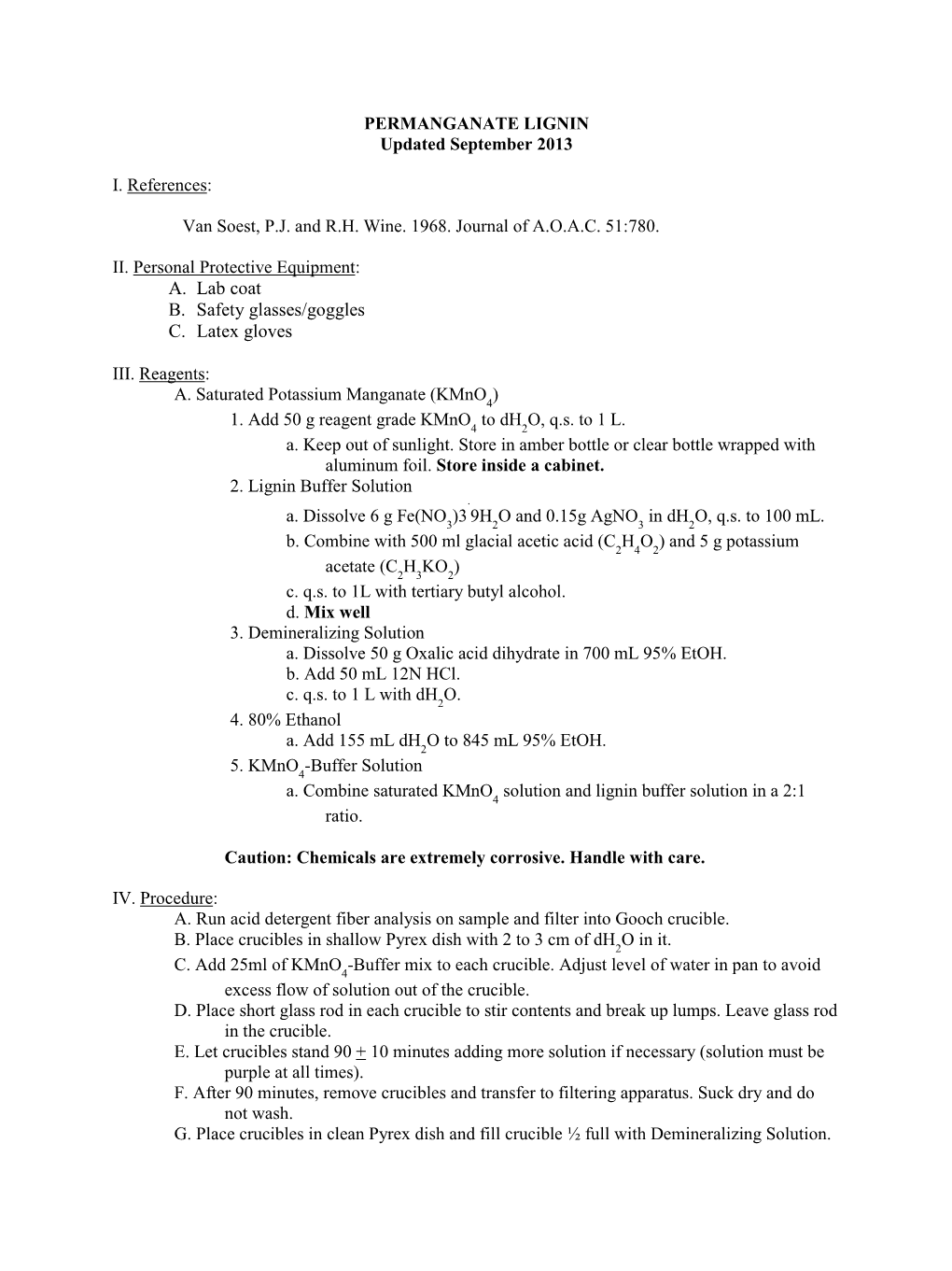 PERMANGANATE LIGNIN Updated September 2013