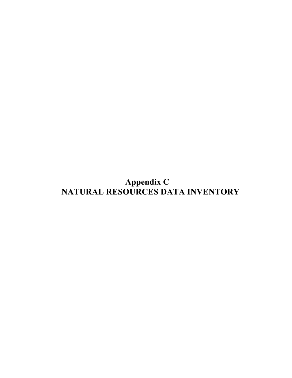 Appendix C NATURAL RESOURCES DATA INVENTORY