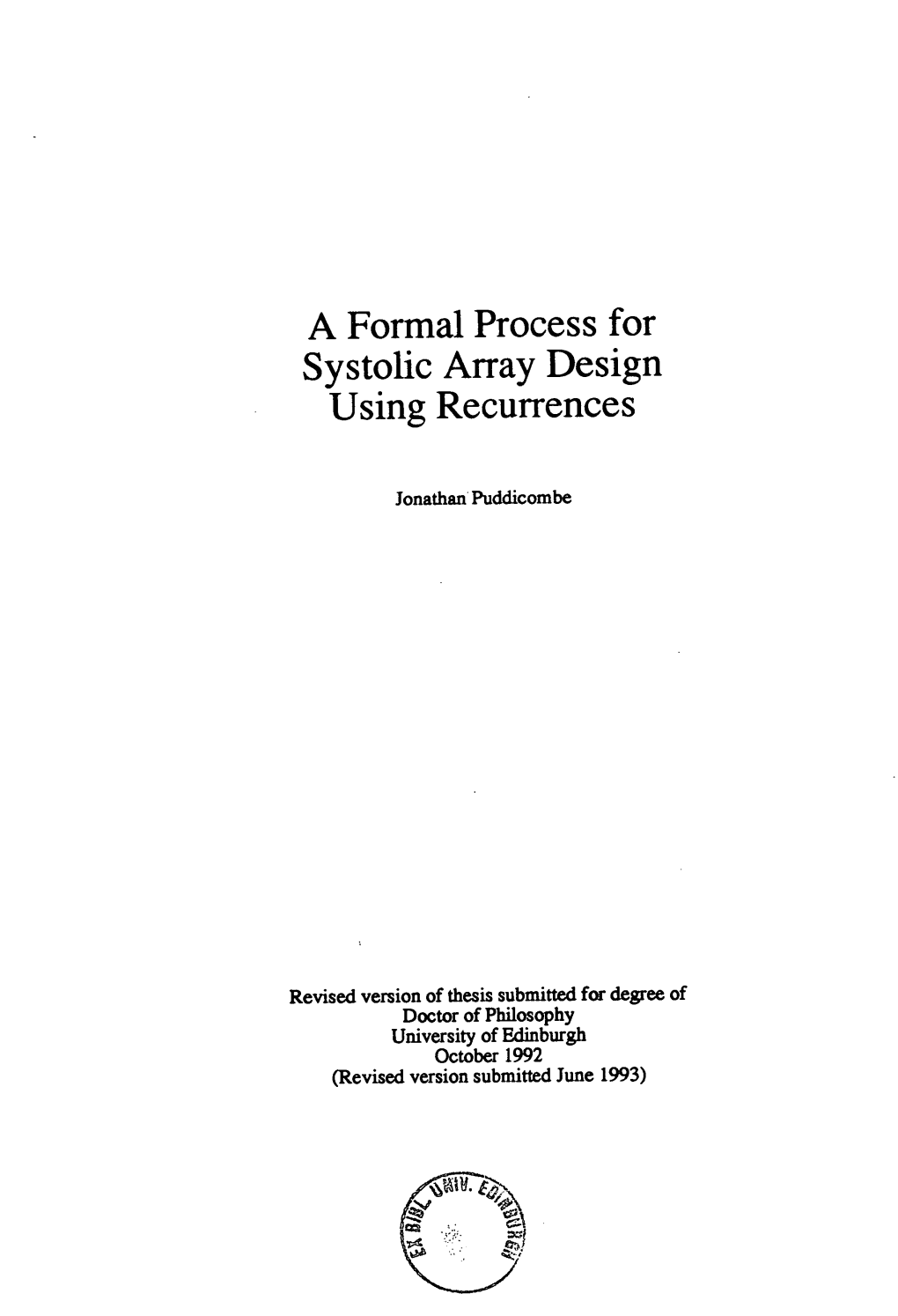 A Formal Process for Systolic Array Design Using Recurrences