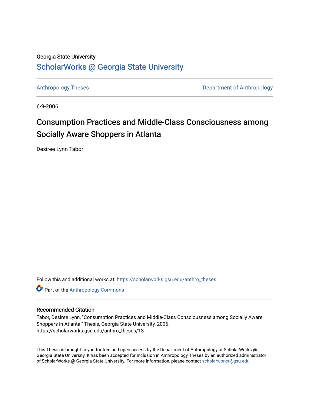 Consumption Practices and Middle-Class Consciousness Among Socially Aware Shoppers in Atlanta