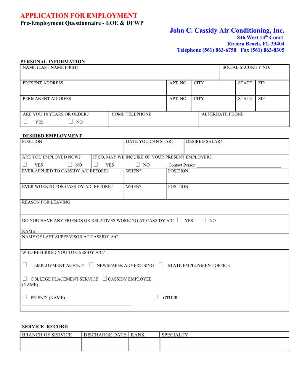 Application for Employment s76