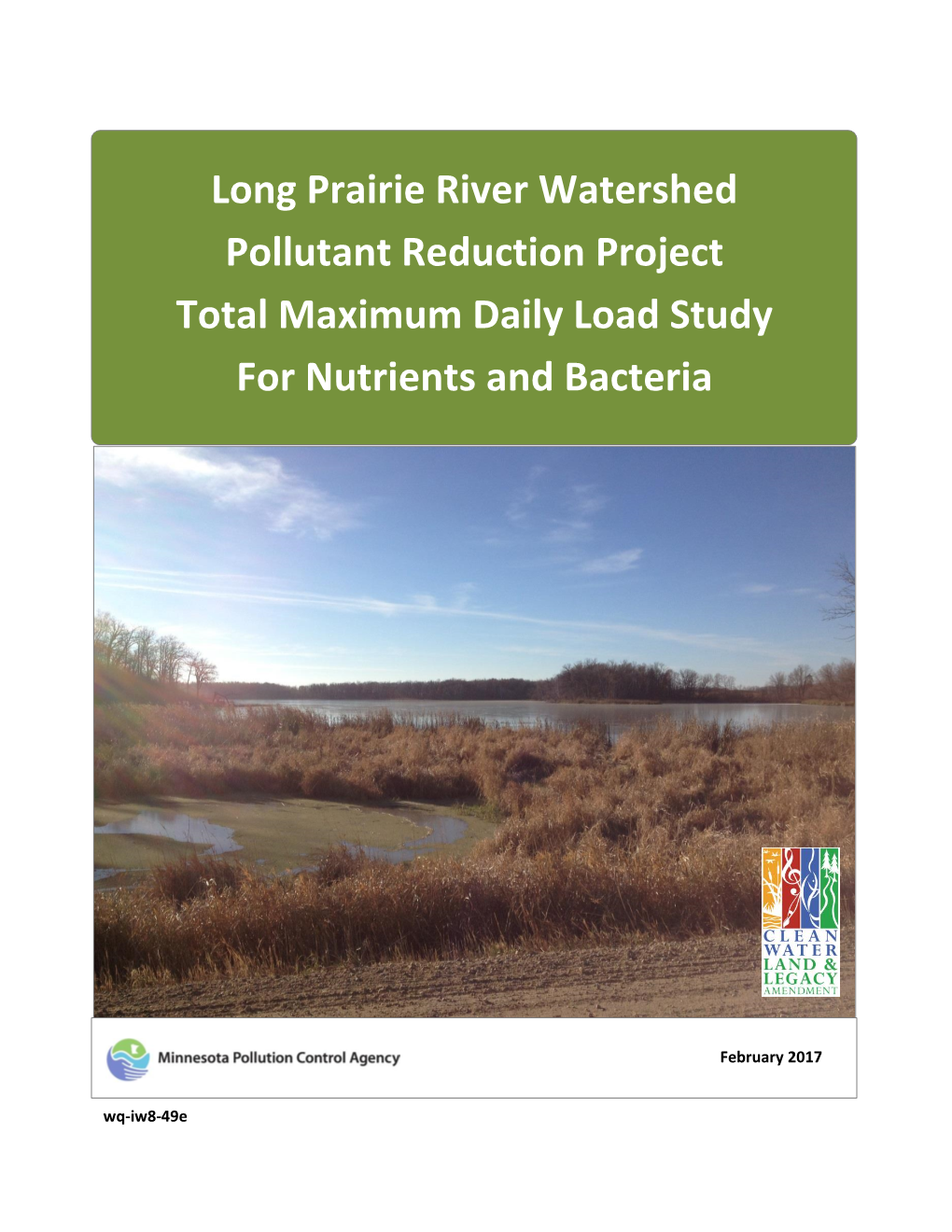 Long Prairie River Watershed TMDL Study (Wq-Iw8-49E)