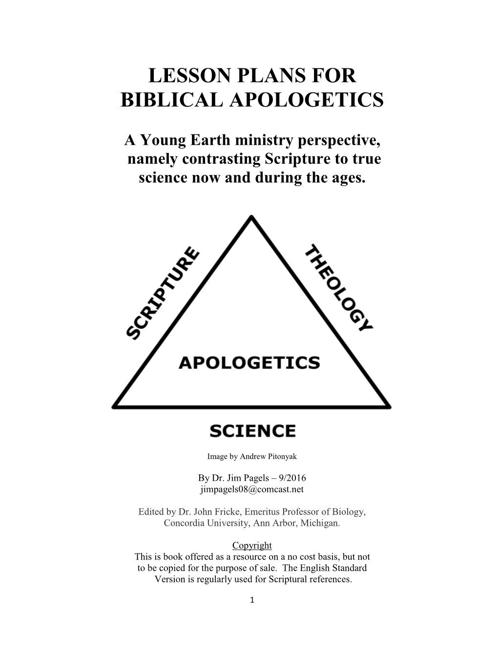 Lesson Plans for Biblical Apologetics