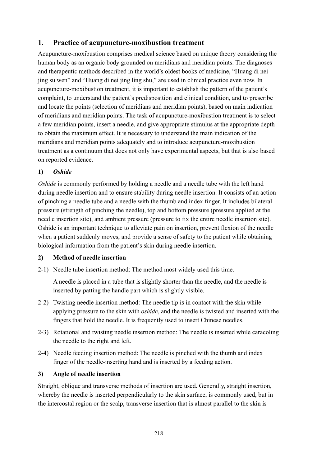 1. Practice of Acupuncture-Moxibustion Treatment