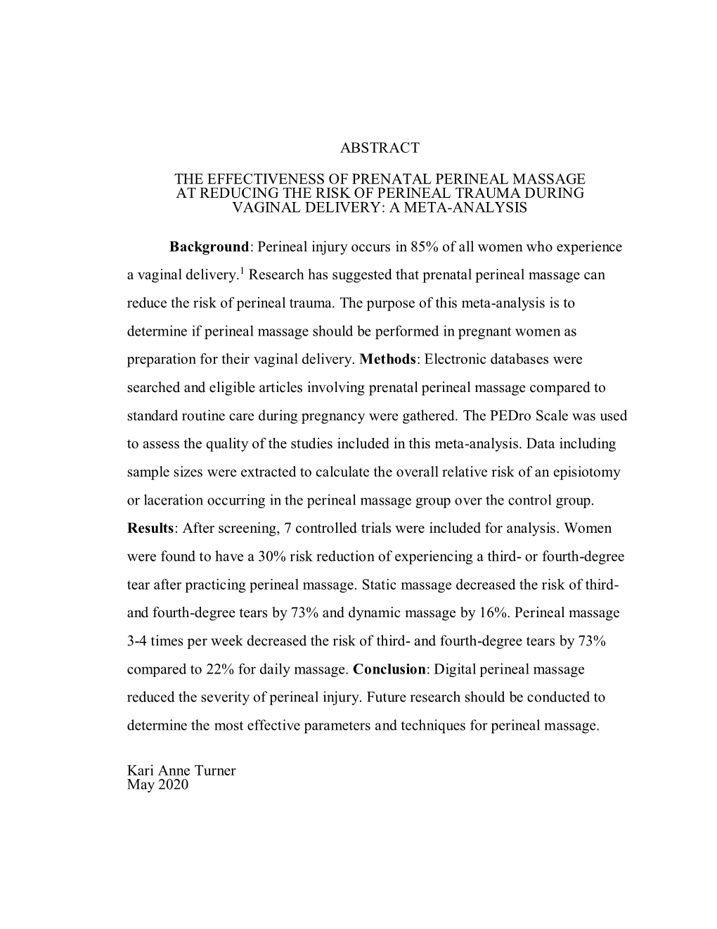 The Effectiveness of Prenatal Perineal Massage at Reducing the Risk of Perineal Trauma During Vaginal Delivery: a Meta-Analysis