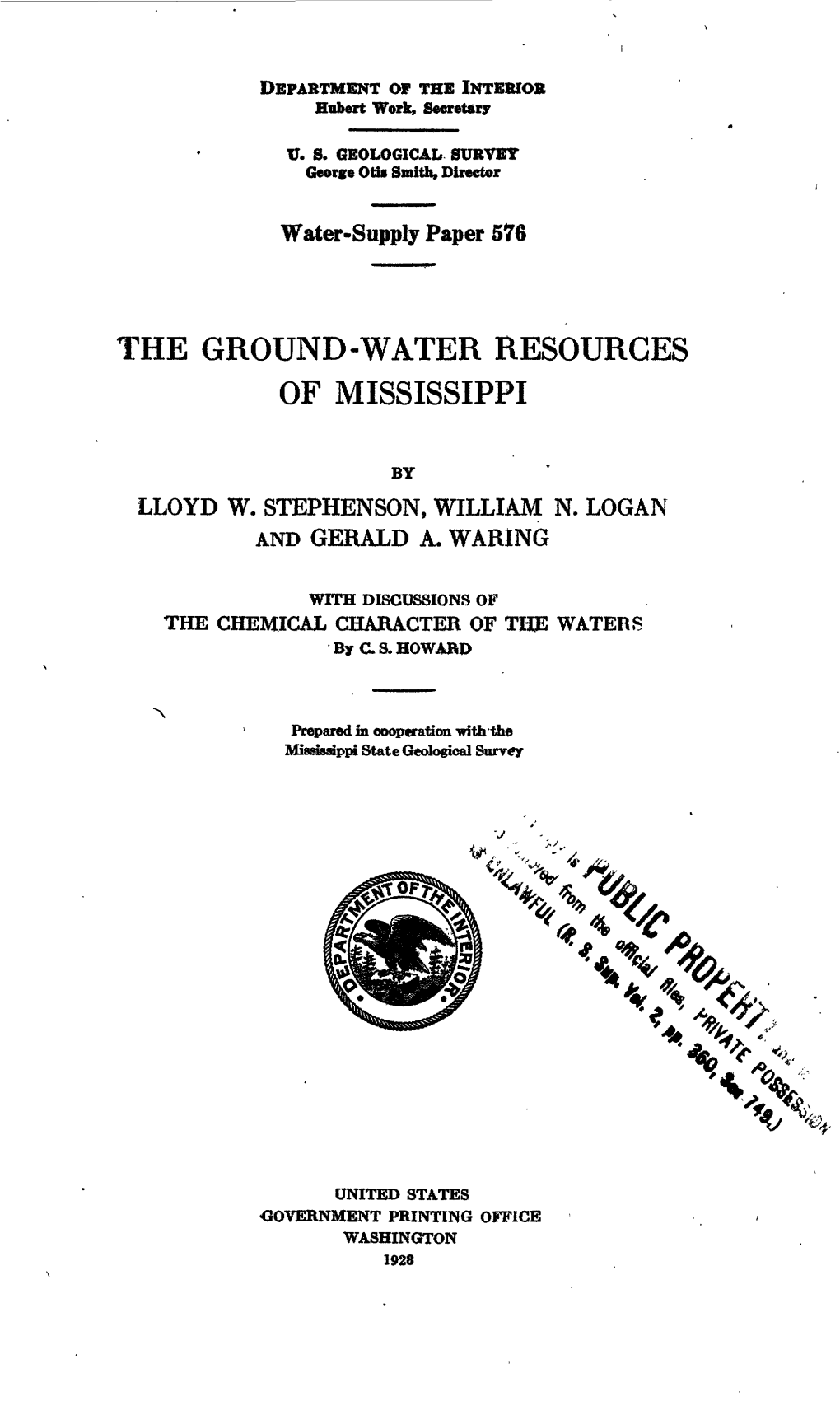 The Ground-Water Resources of Mississippi