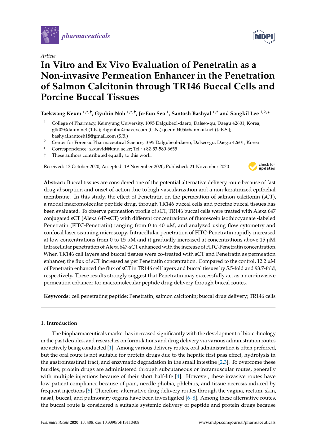 In Vitro and Ex Vivo Evaluation of Penetratin As a Non-Invasive